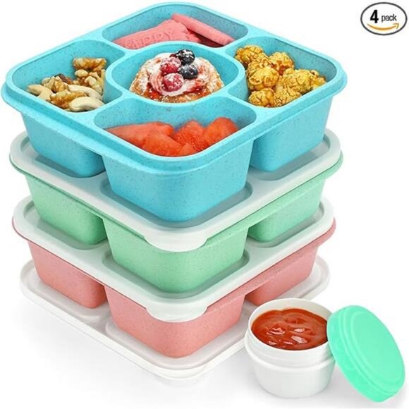 Bento Snack Containers with 5 Compartments (3 Pack) - Reusable Bento Boxes - Picture 7 of 7